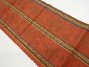 本場筑前博多縞に花唐草模様織出し名古屋帯